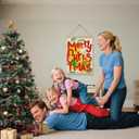 Forest Charger Christmas Wall Art Poster Canvas Print, Festive Cartoon Snowman Deer Tree Design, Merry Xmas Wall Decor for Home Living Room Bedroom Party, 12x16 Inches