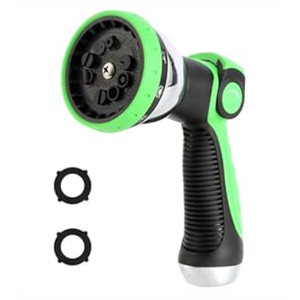 Garden Water Hose Nozzle Metal Heavy Duty Sprayer Thumb Control with 10 Spray Modes Suitable for Watering Plants, Iawn and Garden, Car Washing, Cleaning, Showering Pets and Outdoor Fun, Green