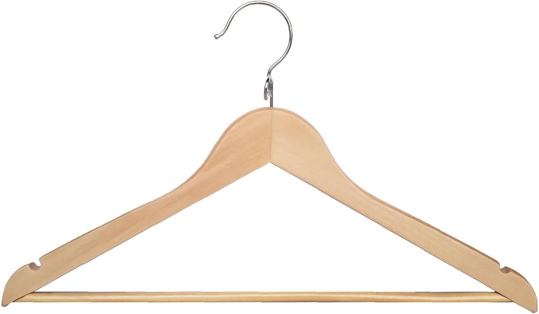 Proman Products - Kascade Hangers, Space Saving Hangers, Customize Your Closet Organization (Natural Color, 50-Pack), 17.5" W X 0.5" D X 9.5" H