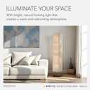 Adesso 3-Light Floor Lamp, Natural Wood & White, Adjustable Brightness, 58”