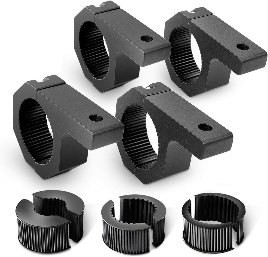 Nilight - 90020D 4PCS Mounting Bracket Kit LED Off-Road Light Horizontal Bar Tube Clamp Roof Roll Cage Holder, Black (For 1"/1.5"/1.75"/2"Bar)