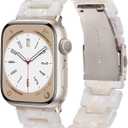 V-MORO Resin Bands Compatible with Apple Watch Series 11/10 Band 46/45/44/42mm Starlight Buckle Fashion Lightweight iPhone Watch Strap Wristband for iwatch Series 9/8/7/SE/6/5/4/3/2/1(Aurora Whtie)