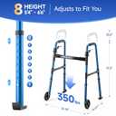 Loyoda Folding Walker for Seniors, Front Wheel Walker with Storage Bag & Rear Ski Glides, Height Adjustable, 350lbs Capacity, Blue