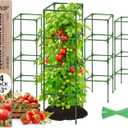Legigo 4 Pack Square Tomato Cages for Garden- Up to 60 Inch Tomato Plant Support Stakes Cage, Heavy Duty Steel Tomato Trellis Garden Stakes for Raised Garden Bed Climbing Vegetables Cucumbers Flowers