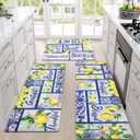 Likiyol 3Pcs Lemon Kitchen Rugs Kitchen Mats for Floor Non Slip Washable, Farmhouse Anti Fatigue Mats for Kitchen Floor, Grateful Inspirational Standing Floor Mats, 18''x30''+18''x48''+18''x60''