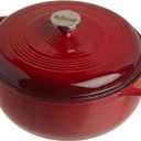 Lodge Essential Enamel Cast Iron Dutch Oven - Perfect for Bread Baking, Braising, Marinating & Slow Cooking - Features Moisture-Sealing Lid & Dual Handles - Kitchen Essentials - 6 Quarts - Island Spice Red
