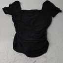 Avidlove Women's Square Neck Sheer Mesh Short Sleeve Bodysuit Ruched Going Out Sexy Thong Bodysuits Tops (Black), Small