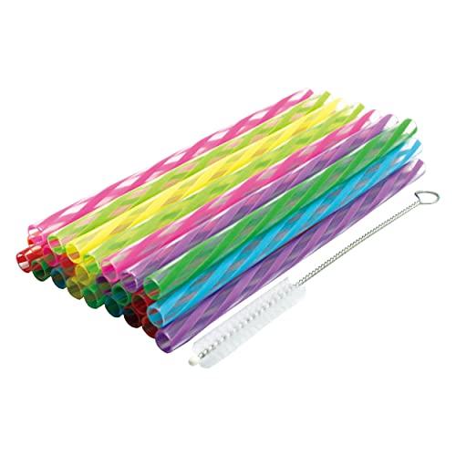 Jacent Plastic Reusable Kids Straws Plus Cleaning Brush, 6 Inch: 24 Straws 4 Pack