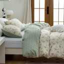 Floral Queen Duvet Cover Set - 100% Microfiber Chic Bedding for All Seasons, 3 Pieces With Zipper Closure (1 Cover, 2 Pillowcases)