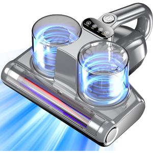 Bed Vacuum Cleaner 5 in 1 with Mattress Vacuum 16Kpa Suction 253.7nm UV-C Light, HEPA Filtration, Ultrasonic, Heating, 30000Rpm/Min Brushroll Rotation, Replacement Filter Included, 500W, Corded