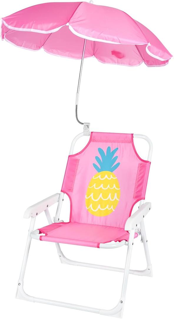 PLULON Kids Beach Chair with Umbrella Folding Lawn and Camping Chair with Summer Shade for Beach, Pool, Travel and Outdoor (for 1-5 Years Old)