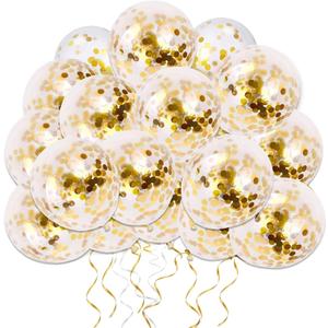 50pcs Gold Confetti Latex Balloons, 12 inch Gold Balloons with Golden Paper Dots for Graduation Wedding Birthday Baby Shower Party Decorations
