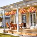 Artificial Fall Flowers Fake Hanging Plants Flowers Basket for Outdoors Autumn Decoration, Silk Morning Glory with Eucalyptus Look Real UV Resistant Faux Flowers for Outside Porch Patio Balcony, Mix (Multi-color (4 Orange, 4 Yellow, 4 Light Orange))