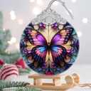 Butterfly Stained Glass Orament - Christmas Ornament - Christmas Decorations for Tree - Holiday Present ldeas - Gift Exchange