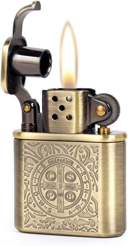 Bronzy Carved Constantine Antique Style Lift Arm Petrol Kerosene Lighter