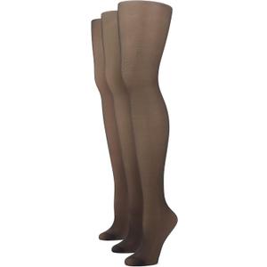 No nonsense Womens Graduated Compression Control Top Pantyhose - Sheer Leg, Firming Control (B, Midnight Black - 3 Pair Pack)