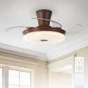 Depuley Retractable Ceiling Fans with Lights: 42" Walnut Flush Mount Fandelier with Light and Remote & APP Control - 6 Speed Dimmable LED Ceiling Fan with Retractable Blades for Living Dinning Room