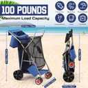 DoubleFill Beach Cart with Big Wheels for Sand Foldable Beach Buggy Wide Wheel Storage Wagon Lightweight Rust Free Aluminum Frame with Body Board Holder Removable Tote for Most Terrain