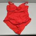 B2prity Women's Underwire One Piece Swimsuit Tummy Control Ruched Bathing Suit Criss Cross V Neck Swimwear (Red)
