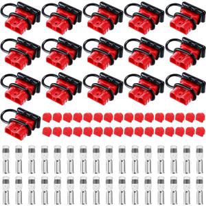 16 Pcs 50A Battery Quick Connect/Disconnect Plug Kit, Compatible with 6-12AWG Battery Cables, 12-36V Universal Connector for Car, Winch, Trailer
