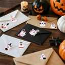 108pcs Cute Halloween Ghost Stickers, 9 Design Self-Adhesive Ghost Decals for Envelopes Labels Gifts Crafts Candy Bags Halloween Party Decoration Supplies Accessories