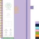 Alltree Lined Journal Notebook, Spiral Notebook for Work, A5 Medium, Spiral Hardcover Notebook with Tabs, Pen Loop, Pocket, Stickers, 160 Pages, Journal for Women & Men, Purple(6"x8.5") (Lavendar)