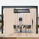 OutdoorLines Waterproof Outdoor Curtains for Patio - Windproof Tab Top Gazebo Curtain Panels - Privacy Sun Blocking Outside Curtain Set for Porch, Pergola and Cabana 54 x 96 inch, Beige, 2 Panels