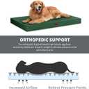 Outdoor Large Washable Dog Bed, Orthopedic Egg Crate Foam Dog Crate Mat for Large Dogs with Removable Oxford Cooling Cover, Dark Green