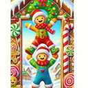 2 x BlissYard Christmas Door Cover 71x35 Inch Gingerbread Kids Door Banner, Merry Christmas Winter Porch Sign for Front Door, Cute Holiday Entry Decor Indoor Outdoor Farmhouse Party Hanging Cover