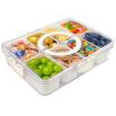 ZEHXI Snackle Box Container,8 Compartment Divided Serving Tray with Lid and Handle,Divided Travel Snack Box for Candy,Nuts,Fruits, Ideal for Party,Travel & Picnic Use