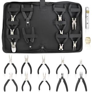 10 Pack Jewelry Pliers Set, Mini Pliers Set, Jewelry Making Include Flat, Jewelry Tools, Needle, Round, Bending Linesman, Applicable to Handicrafts, Earring Making, Repairing
