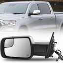 68462769AB Left Driver Side Mirror for Ram 1500 2019 2020 2021 2022 Side Mirror 14 Pins | Heated Glass | Turn Signal Light | Puddle Light | Blind Spot Glass | Temp Sensor | Power Folding