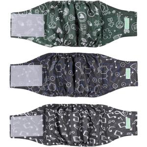 wegreeco Washable Male Dog Belly Band (Stylish Pattern)- Pack of 3 - Washable Male Dog Belly Wrap, Dog Diapers Male (Cool Design, Small) (Small (11" to 14"))