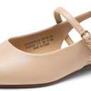 DREAM PAIRS Women's Slingback Dress Pointed Toe Flats Ballet Mary Jane Flat Shoes with Buckle Strap Low Heel Dressy Flats (Size 10) Color: Nude