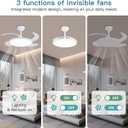 AHAWILL Retractable Ceiling Fan with Lights and Remote,42'' Fandelier Ceiling Fan with Dimmable Full Spectrum,Timer Setting,Silent DC Motor,Modern Bladeless Fan for Bedroom Dining Room,White