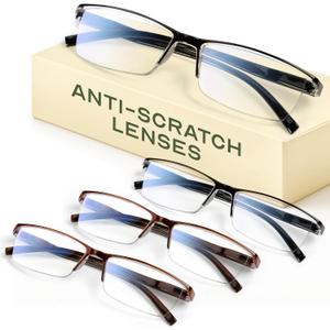 Gaoye +2.0 Executive Style Reading Glasses Men - Durable Readers with Blue Light Filtering - Comfortable Fit with TR90 Frames