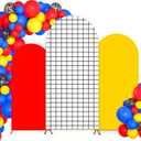3 Pcs Red Yellow Cartoon Arch Backdrop Cover 4ft 5ft 6ft Double-Sided Birthday Party Arch Stand Covers Photo Background for Baby Shower Party Events Cosplay Props