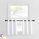 NICETOWN Pure White Bathroom Curtains for Small Windows, Farmhouse Style Thermal Insulated Short Curtains for Living Room, Small Window Tiers for Bedroom Decor (34x24 Inch, 2 Panels)