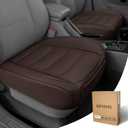 Car Seat Cover for Luxury & Comfort - PU Leather, Anti-Slip, Full Wrap Protection with Storage Pocket for Bottom Cushion - Universal Fit for 95% of Vehicles (Coffee Color,2 Piece)