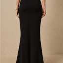 SHENHE Women's Low Waist Gold Buckle Side Strap Bodycon Flared Slim Long Maxi Fishtail Skirt (L)
