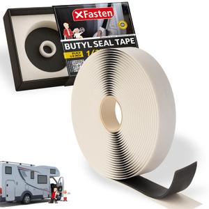 XFasten Butyl Tape Black, 1/2 in x 30 ft x 1/8 in  Easy-to-Work-with Automotive Butyl Sealant Tape, Mess-Free Rubber Caulk for RV, EPDM Putty for Window, Headlight, Roof, Windshield, and Car Doors