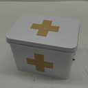 Lassos Boutique Retro Enameled First Aid Box for Medicine Storage and Home Decor with Lid and Removable Tray