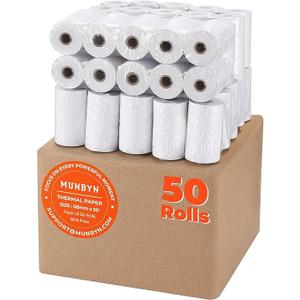 MUNBYN Thermal Receipt Paper 3 1/8 x 19.6ft, 50 Rolls Receipt Paper Work for Star Micronics TSP100 TSP143 Epson 80mm Receipt Printer Square POS Register, BPA Free (80 * 30mm x 50 rolls)