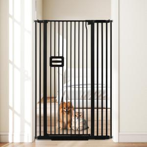 55'' Extra Tall Cat Gate, 34.2"-38.2" Wide Auto Close Tall Pet Gate for Doorways, Pressure Mounted High Dog Door Gate No Drilling Cat Fence Safety Baby Gate for Stairs, Doorways, Black