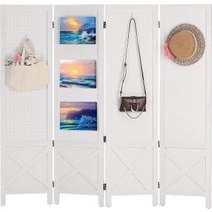 Wnutrees 4 Panel Pegboard Display,5 Ft Folding Privacy Screen Room Divider