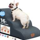 Dog Ramp and Stair for Bed 16" H-20 H,3-Step Cat Stair for Sofa and Chair,4-Step Dog Ramp for High Bed and Window,Durable Nonslip Fabric Cover for Indoor (Dark Grey-16 H, Pet Friendly, 3)