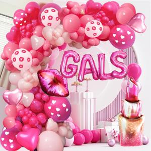 136Pcs Galentines Day Decorations Galentines Day Balloon Garland Arch Kit Include Gals Balloons,Lip Foil Balloons for Galentine's Day Themed Girls Women Brunch Party Supplies