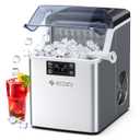 ecozy Countertop Ice Makers, 45lbs Per Day, 24 Cubes Ready in 13 Mins, Stainless Steel Housing, Auto Self-Cleaning Ice Maker with Ice Bags and Ice Scoop for Kitchen Office Bar Party (Shiny Silver)