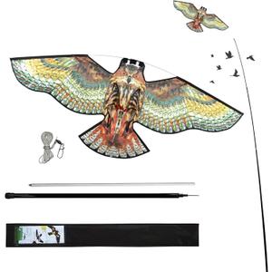 Birds Scaring Hawk Flying Kite with Pole Professional Pigeon Scarer (yellow)