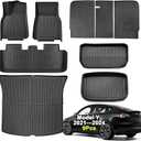 SUPER LINER Tesla Model Y Floor Mats 2021-2024 | Custom Fit All-Weather 9-Piece Set TPE Material |Full Coverage Floor Mats Back Seat Protector, Cargo Liner, Trunk & Interior Accessories